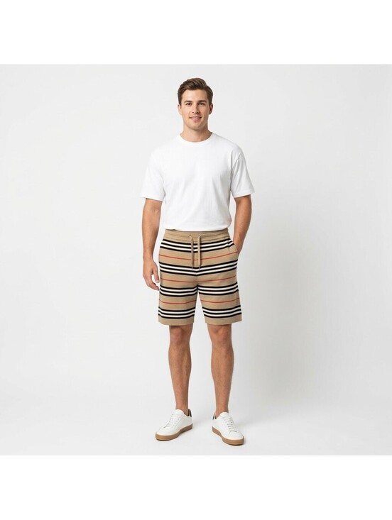 Burberry Other - Burberry Kenton Striped Merino Wool Shorts Mens XS Tan Beige Knit 8011580